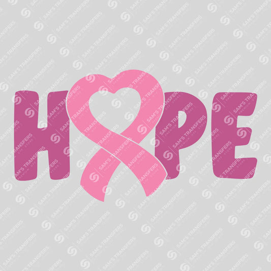 Apparel featuring a Hope Pink Ribbon-themed DTF transfer.