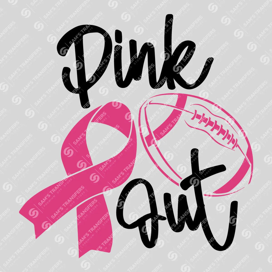 Pink Out Ribbon Football Ready-to-Press DTF Transfer | SAT10371
