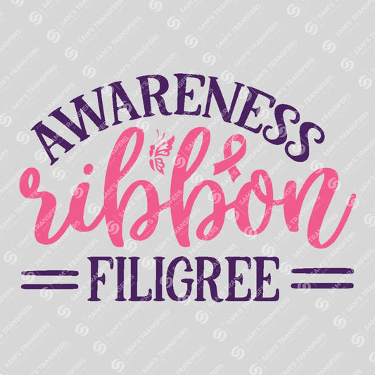 Apparel featuring a Awareness Ribbon Filigree-themed DTF transfer.