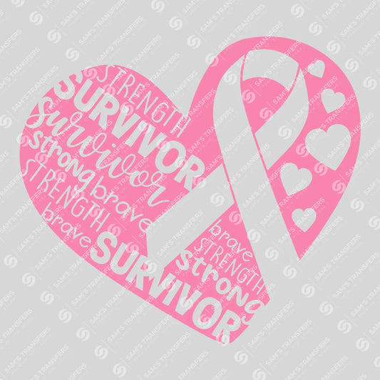 Apparel featuring a Survivor Strength Heart-themed DTF transfer.