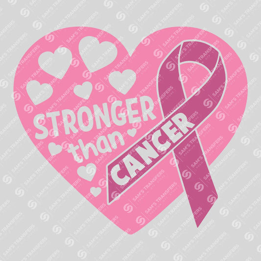 Apparel featuring a Stronger Than Cancer-themed DTF transfer.