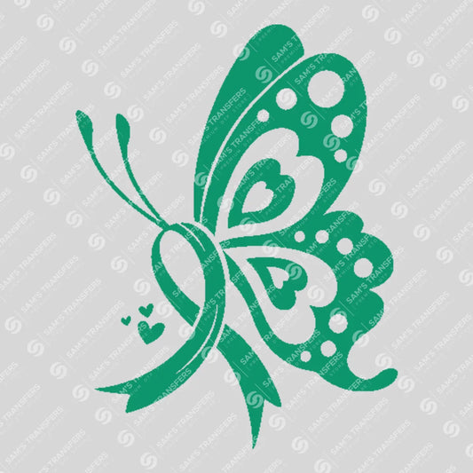 Apparel featuring a Awareness Ribbon Butterfly-themed DTF transfer.