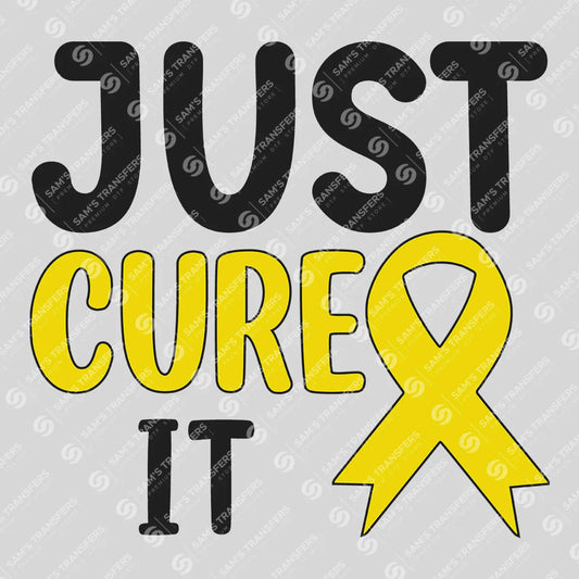 Apparel featuring a Just Cure It-themed DTF transfer.