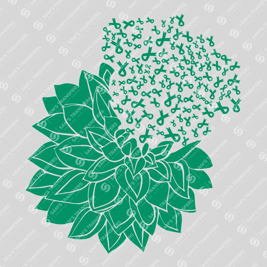 Green Ribbon Flower Ready-to-Press DTF Transfer | SAT10534