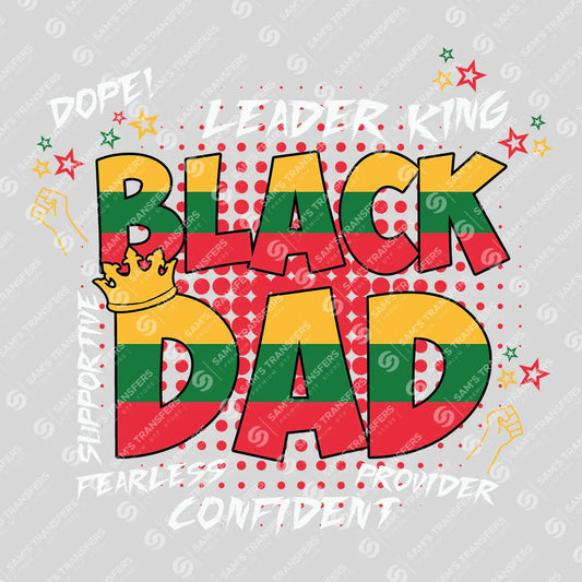 Apparel featuring a Black Dad-themed DTF transfer.