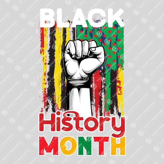 Apparel featuring a Black History Month-themed DTF transfer.