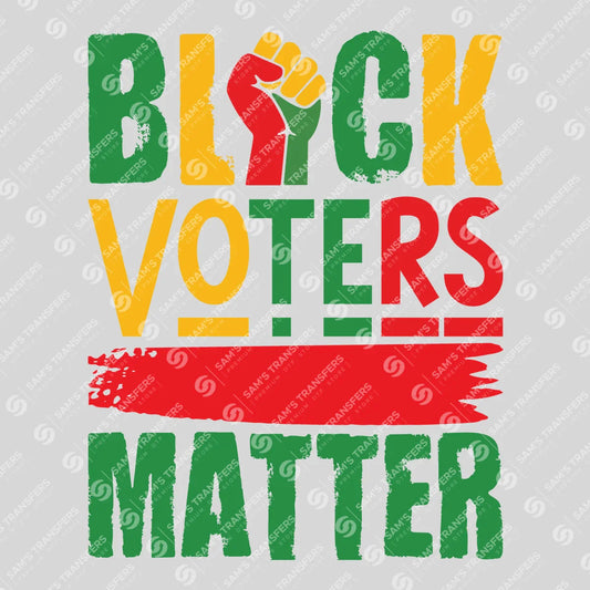 Apparel featuring a Black Voters Matter-themed DTF transfer.