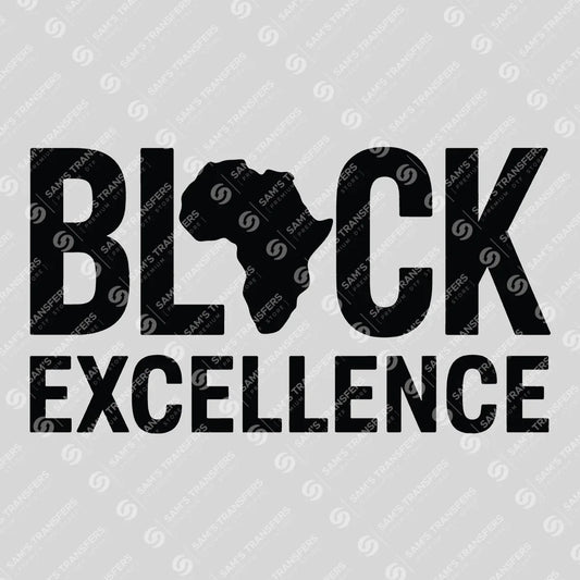 Apparel featuring a Black Excellence-themed DTF transfer.
