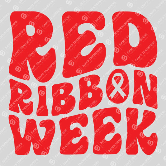 Apparel featuring a Red Ribbon Week-themed DTF transfer.