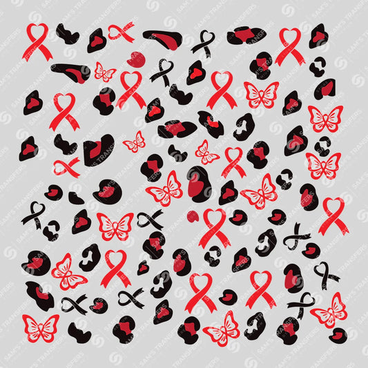 Apparel featuring a Red Ribbon Butterfly-themed DTF transfer.