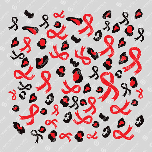 Apparel featuring a Red Ribbon Pattern-themed DTF transfer.