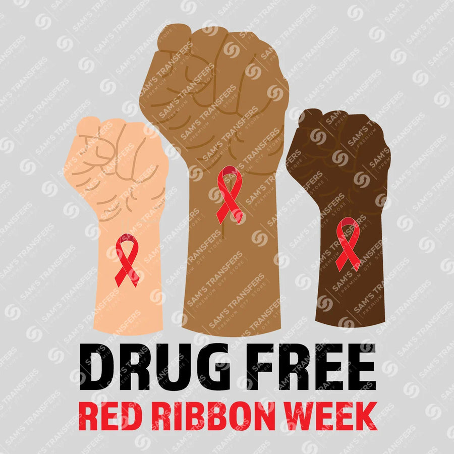 Drug Free Red Ribbon Week Ready-to-Press DTF Transfer | SAT10968