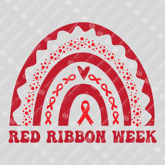 Apparel featuring a Red Ribbon Week-themed DTF transfer.