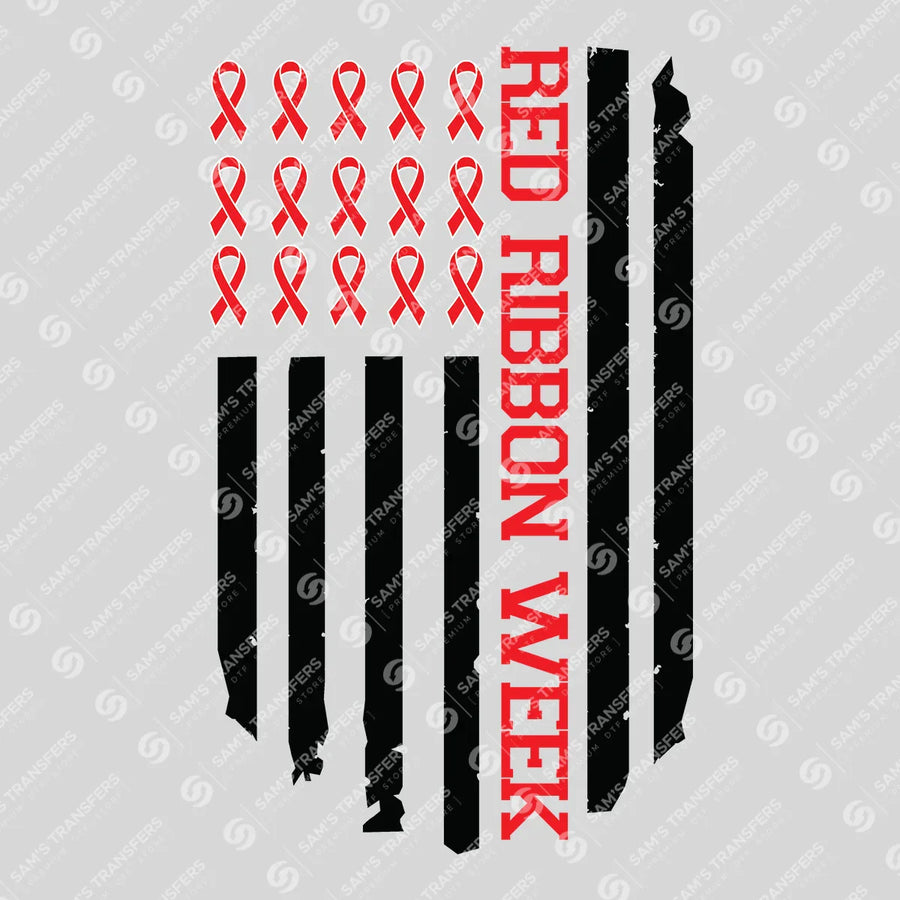 Red Ribbon Week Flag Ready-to-Press DTF Transfer | SAT10976