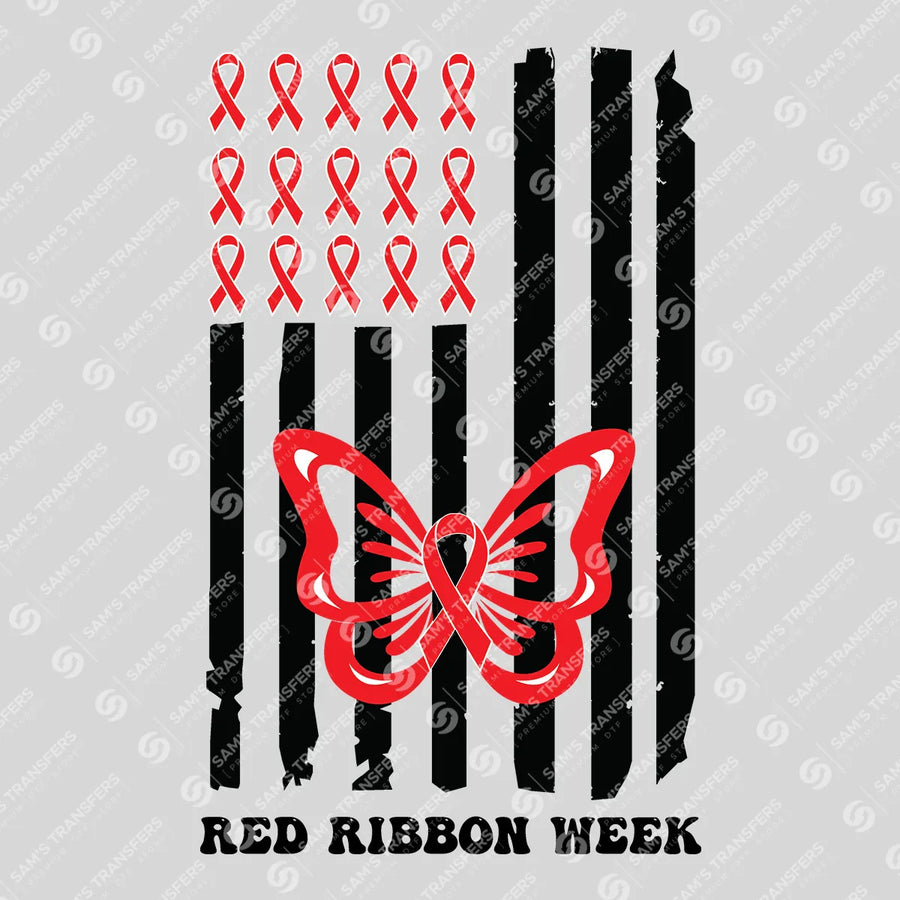 Red Ribbon Week Flag Ready-to-Press DTF Transfer | SAT10977