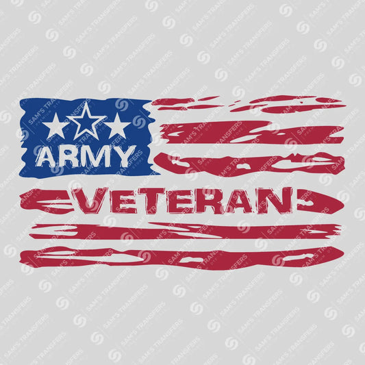 Apparel featuring a Army Veteran-themed DTF transfer.