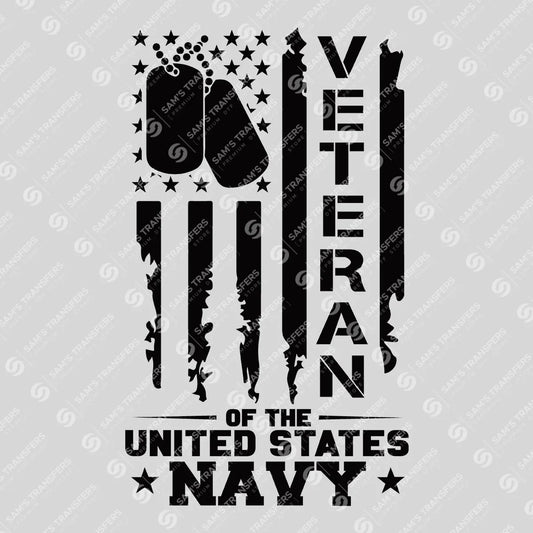 Apparel featuring a Veteran Of The United States Navy-themed DTF transfer.
