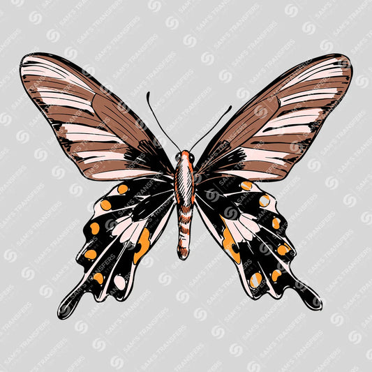 Apparel featuring a Brown Spotted Butterfly-themed DTF transfer.