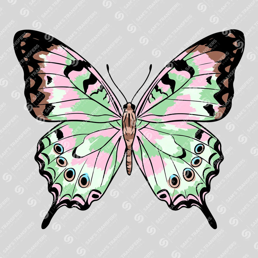 Pink And Green Butterfly Ready-to-Press DTF Transfer | SAT11092
