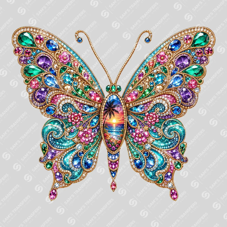 Jeweled Sunset Butterfly Ready-to-Press DTF Transfer | SAT11110