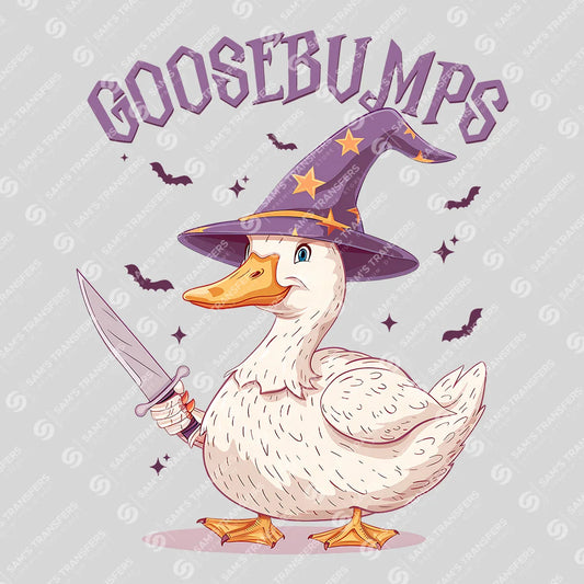 Apparel featuring a Goosebumps-themed DTF transfer.