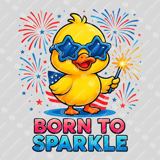Apparel featuring a Born To Sparkle-themed DTF transfer.