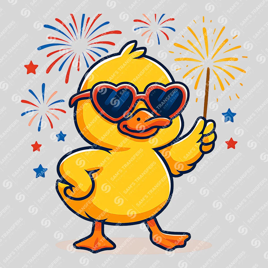 Patriotic Sparkler Duck Ready-to-Press DTF Transfer | SAT11159
