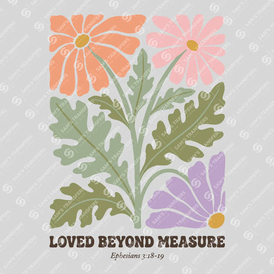 Apparel featuring a Loved Beyond Measure-themed DTF transfer.