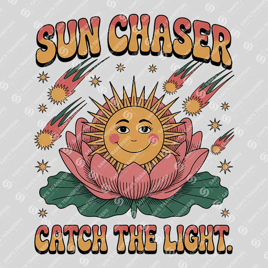 Apparel featuring a Sun Chaser Catch The Light-themed DTF transfer.