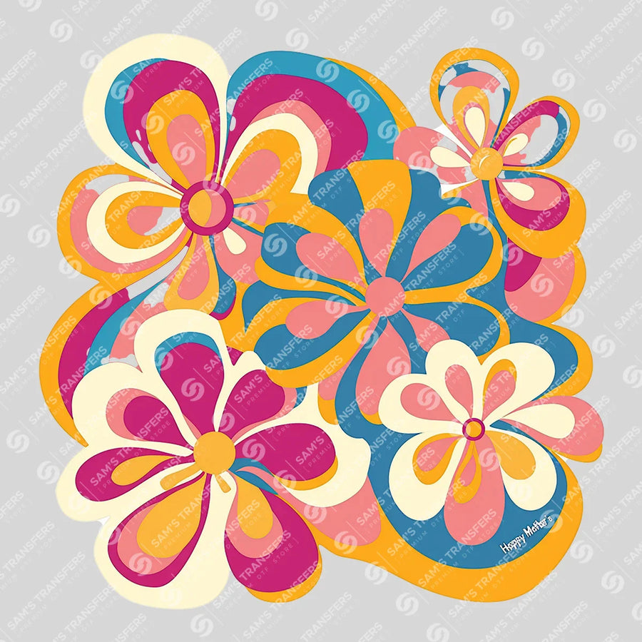 Retro Groovy Flowers Ready-to-Press DTF Transfer | SAT11398