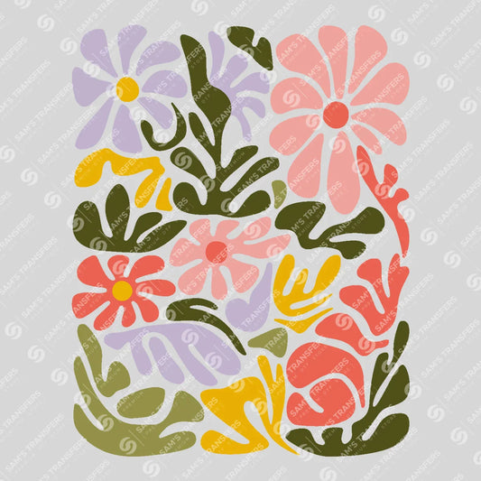Apparel featuring a Abstract Floral Art-themed DTF transfer.
