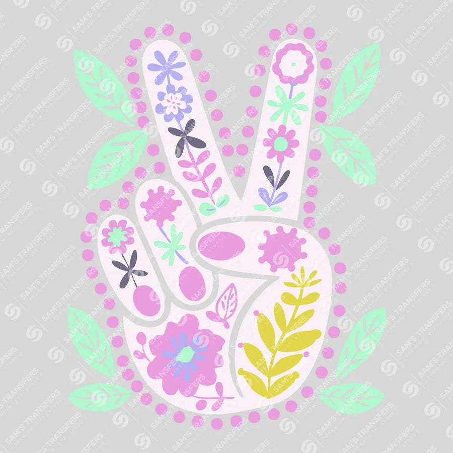 Floral Peace Sign Ready-to-Press DTF Transfer | SAT11414