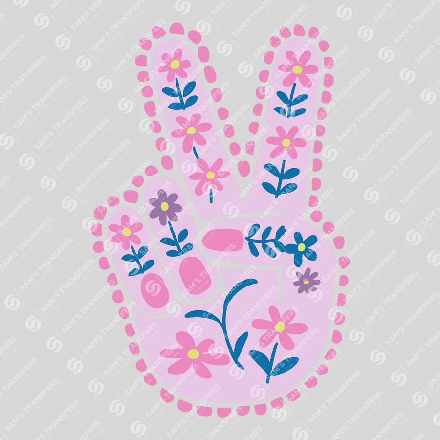 Floral Peace Sign Ready-to-Press DTF Transfer | SAT11415