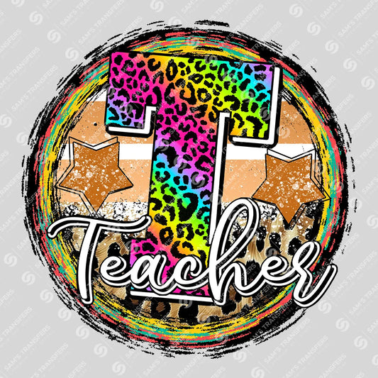 Apparel featuring a Teacher-themed DTF transfer.