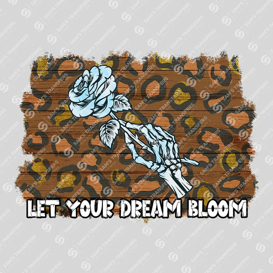 Apparel featuring a Let Your Dream Bloom-themed DTF transfer.