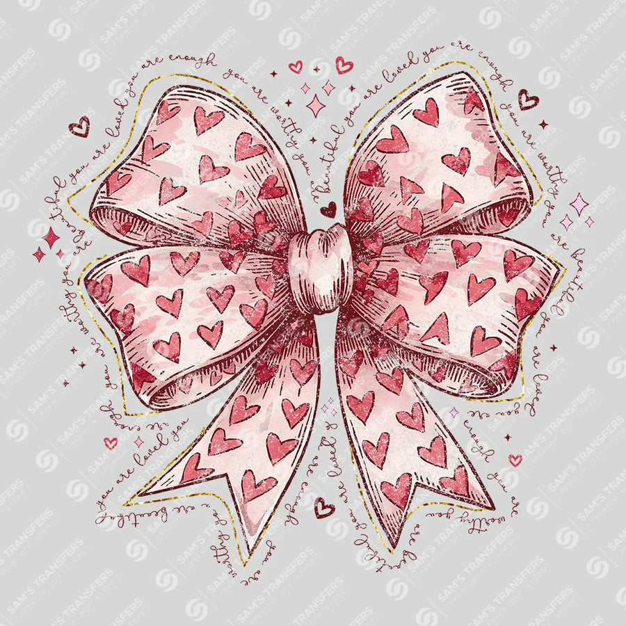 Valentine Heart Bow Ready-to-Press DTF Transfer | SAT11492