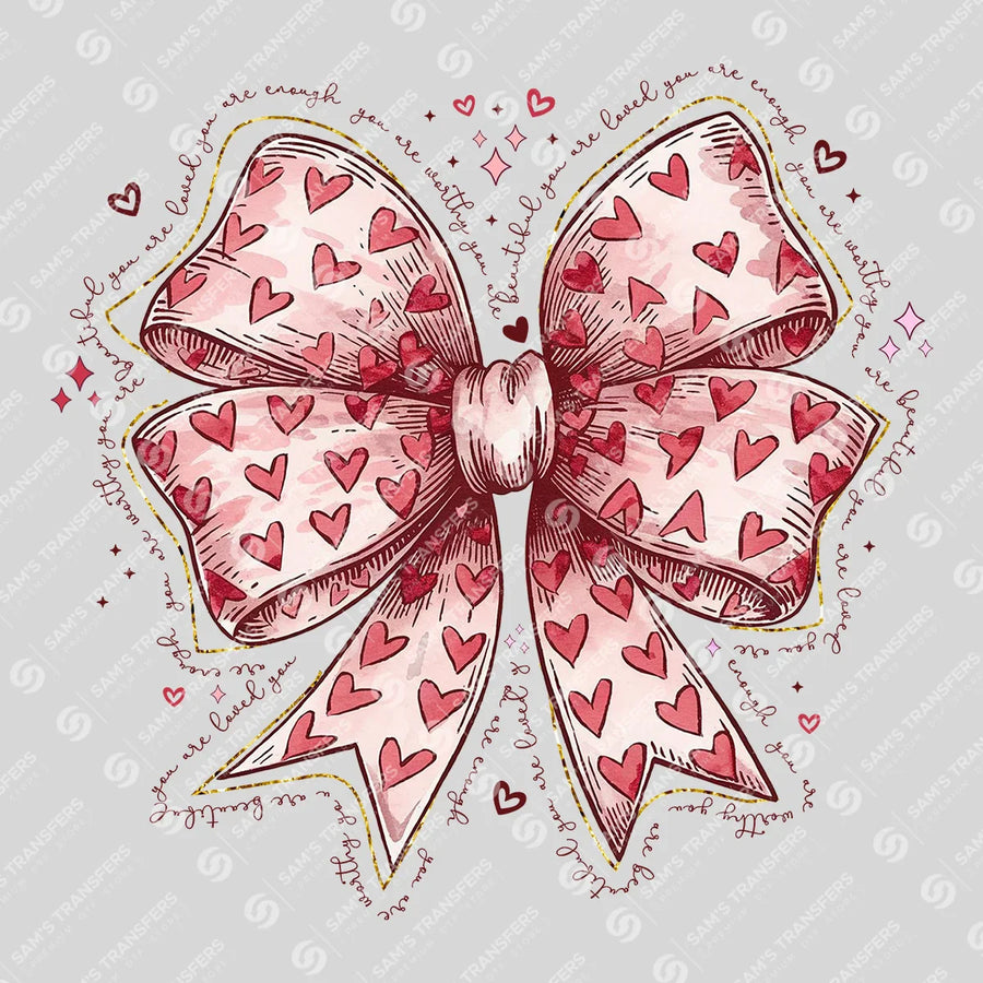 Valentine Heart Bow Ready-to-Press DTF Transfer | SAT11493