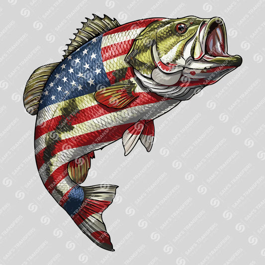 Patriotic Bass Fishing Ready-to-Press DTF Transfer