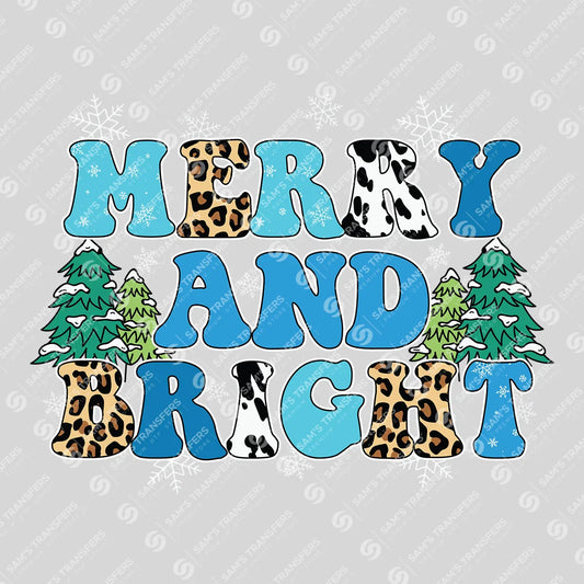 Merry and Bright – Leopard & Cow Print Christmas DTF Transfer