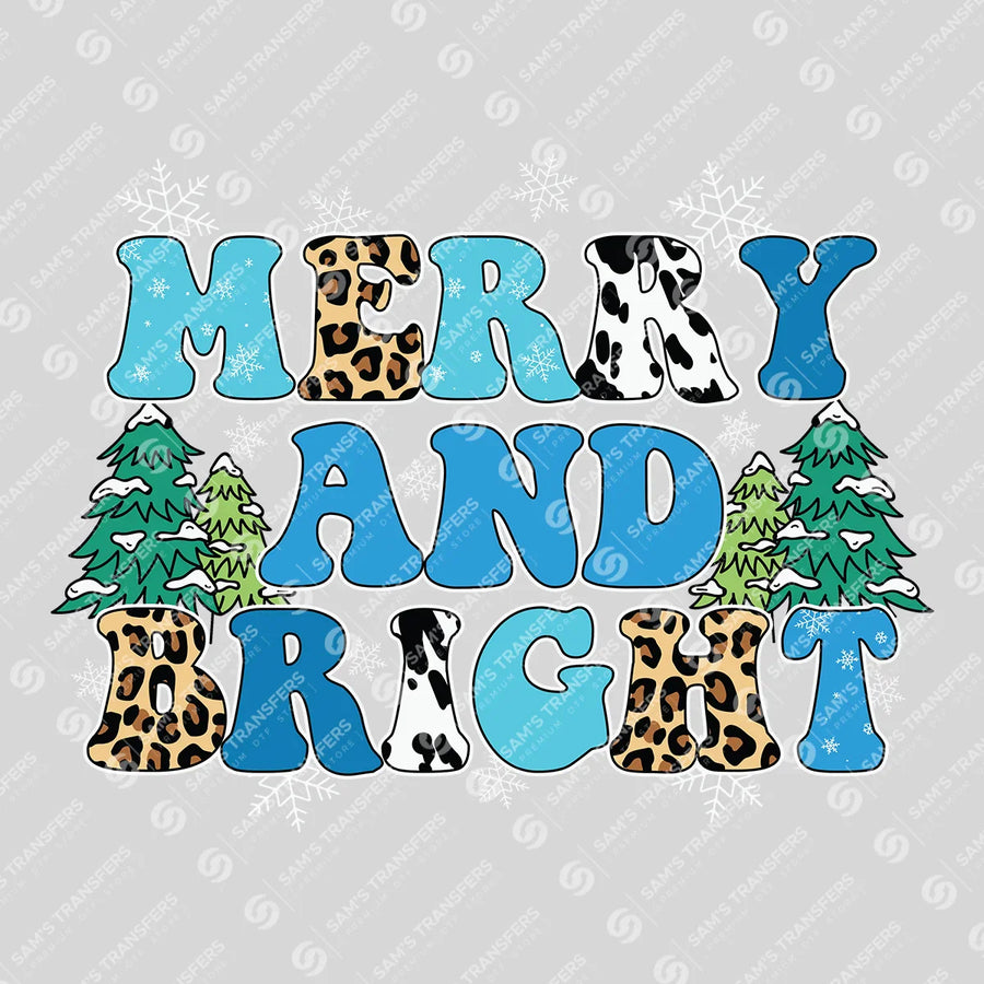 Merry and Bright – Leopard & Cow Print Christmas DTF Transfer