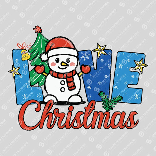 Love Christmas – Snowman & Tree Festive DTF Transfer