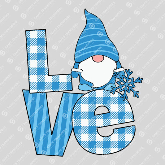 LOVE – Blue Gnome & Snowflake Winter DTF Transfer