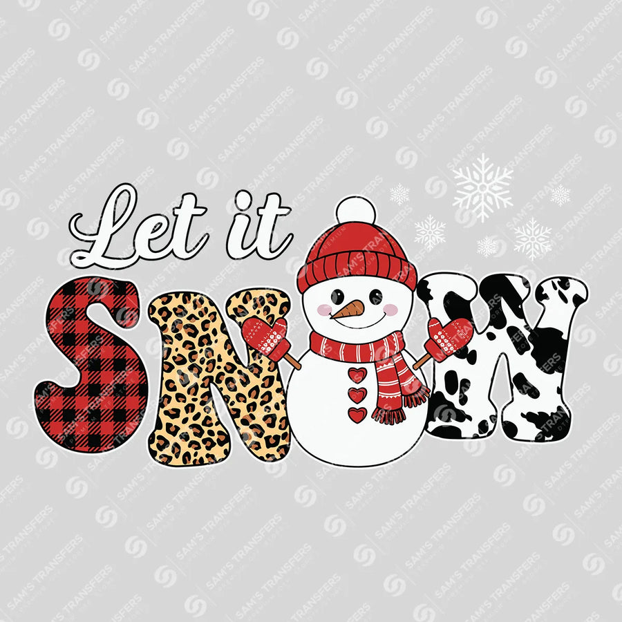 Let It Snow – Plaid, Leopard & Cow Print Snowman DTF Transfer