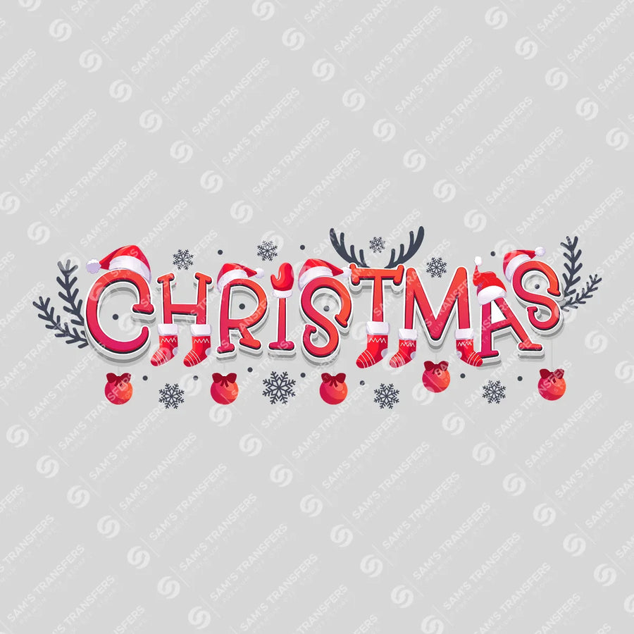 Christmas – Red Santa Hat & Stocking Holiday DTF Transfer