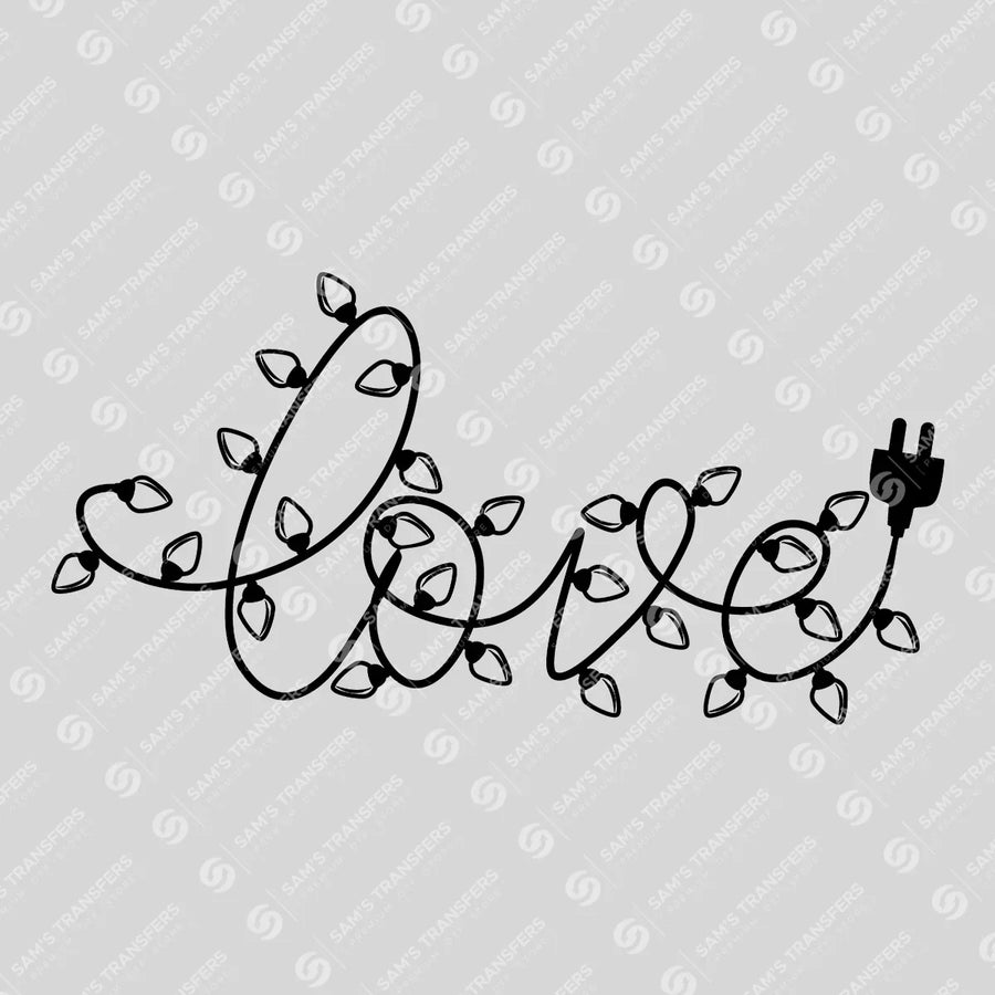 Love in Christmas Lights – Holiday Script DTF Transfer