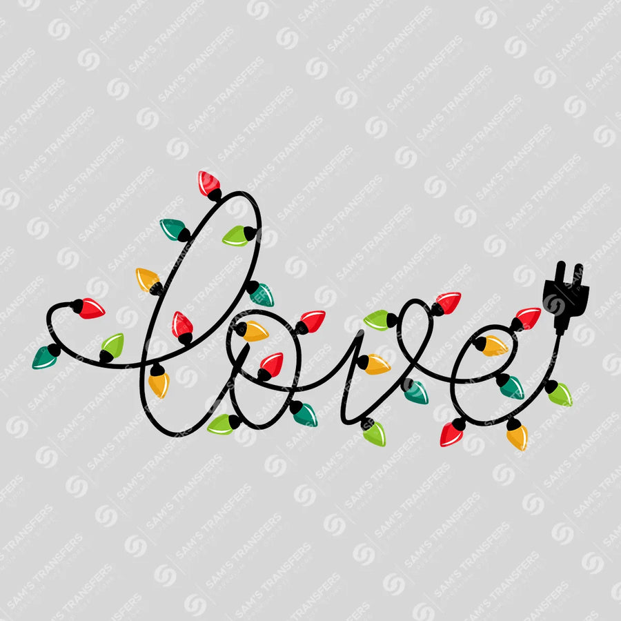 Love in Christmas Lights – Festive Multicolor DTF Transfer
