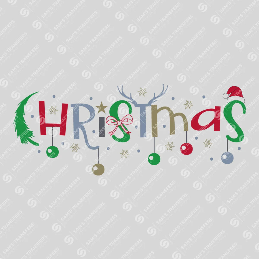 Colorful Christmas Letters – Festive Ornament DTF Transfer