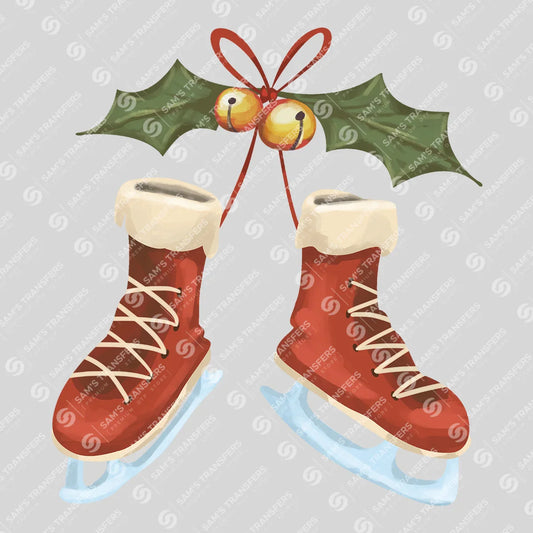 Christmas Ice Skates & Bells – Festive Winter DTF Transfer