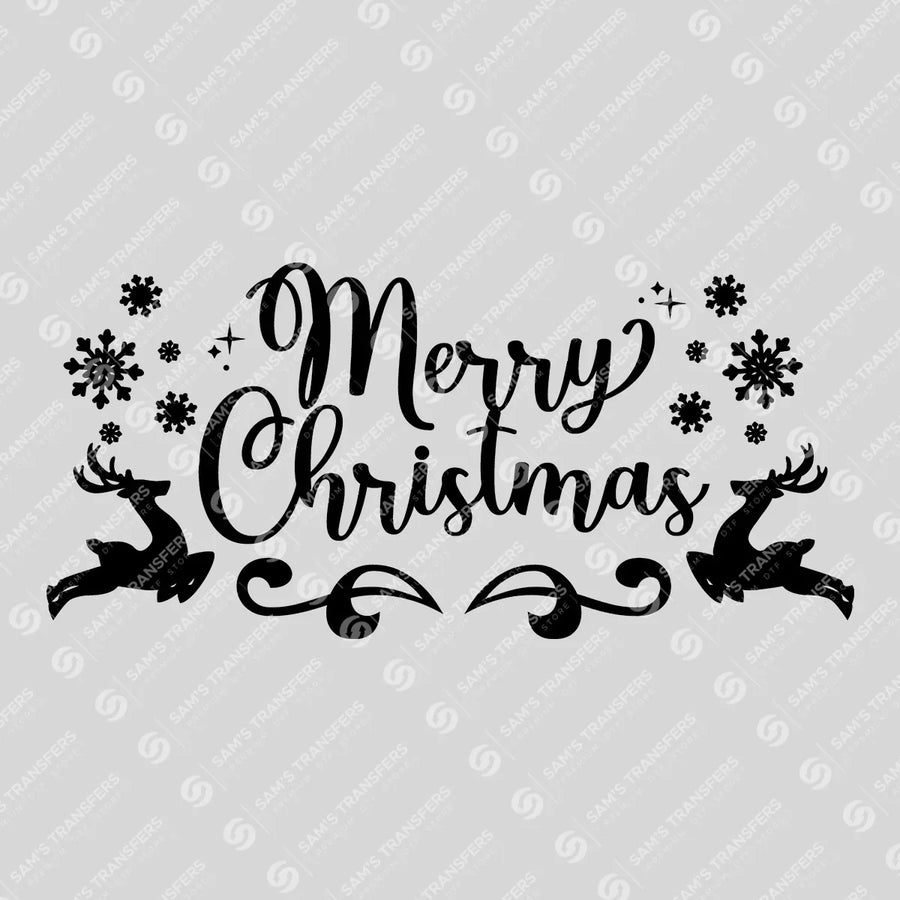 Merry Christmas Reindeer DTF Transfer – Classic Holiday Script Design