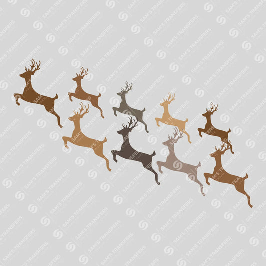 Golden Reindeer Flight DTF Transfer – Elegant Gradient Christmas Design